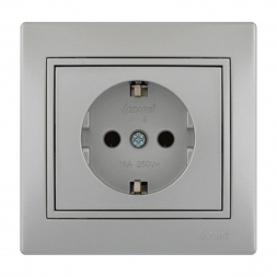 Розетка с зазем. Lezard Mira серебро 701-1010-122B