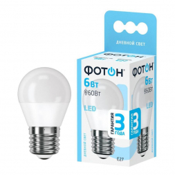 Лампа светодиодная Фотон E27 6W 4000K матовая 22836