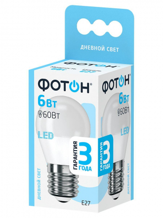 Лампа светодиодная Фотон E27 6W 4000K матовая 22836
