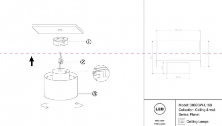 Потолочный светодиодный светильник Maytoni Planet C009CW-L16B