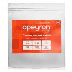 Светодиодная лента Apeyron 20W/m 120LED/m 2835SMD красный 5M 00-104