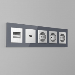 Розетка с заземлением и шторками Werkel cеребряный рифленый W1171109 4690389159725