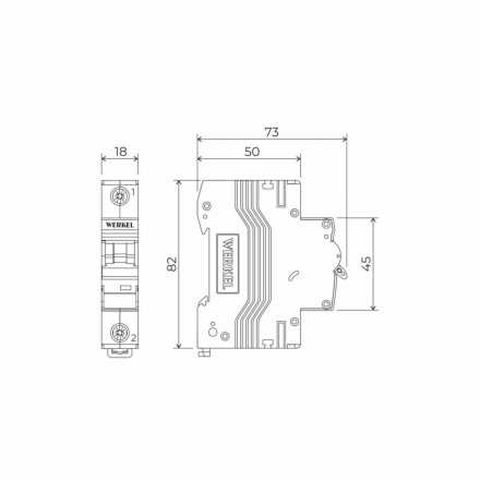 Автоматический выключатель Werkel 1P 25А C 6кА W901P256 4690389192616