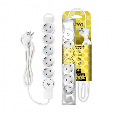 Сетевой фильтр Duwi 5гн 1,5м с/з 32574 1