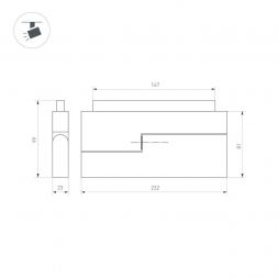 Трековый светодиодный светильник для магнитного шинопровода Arlight Mag-Orient-Flat-Fold-S230-12W Day4000 034661(1)