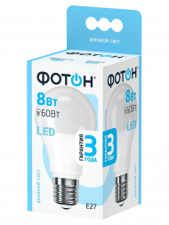 Лампа светодиодная Фотон E27 8W 4000K матовая 22825