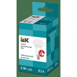 Лампа светодиодная IEK E14 5W 4000K матовая LLE-R50-5-230-40-E14