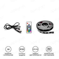 Светодиодная лента Apeyron 7,2W/m 30LED/m 5050SMD разноцветная 1M 10-69