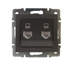 Розетка 2-ая компьютерная Lezard Rain черная 703-4188-141