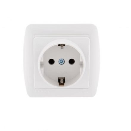 Розетка 1-ая с зазем. Lezard Demet белая 711-0200-122