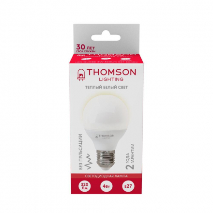 Лампа светодиодная Thomson E27 4W 3000K шар матовая TH-B2361