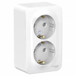 Розетка двойная 2К+З Schneider Electric Blanca 16A 250V со шторками белая BLNRA011201