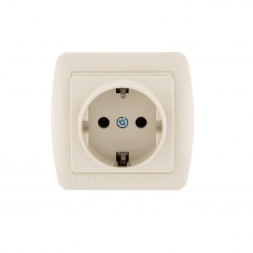 Розетка 1-ая с зазем. Lezard Demet кремовая 711-0300-122