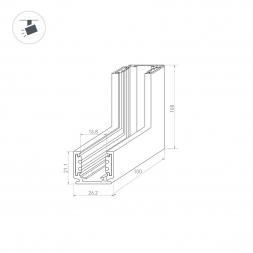 Коннектор L-образный внутренний Arlight Mag-Orient-Con-2620-L90-INT 037325