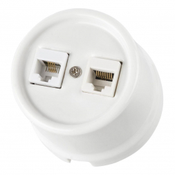 Розетка компьютерная RJ45/телефонная RJ11 TDM Electric &amp;quot;Болонь&amp;quot; белая SQ1820-0052