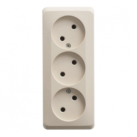 Розетка тройная 2К Schneider Electric Этюд 16A 250V кремовая PA16-009K