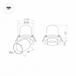 Встраиваемый светодиодный спот Arlight LTD-Pull-S110x110-10W Warm3000 031368