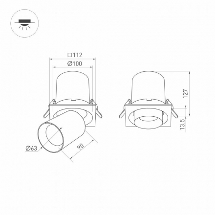 Встраиваемый светодиодный спот Arlight LTD-Pull-S110x110-10W Warm3000 031368