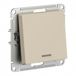 Выключатель одноклавишный Schneider Electric AtlasDesign 10A 250V с подсветкой песочный ATN001213