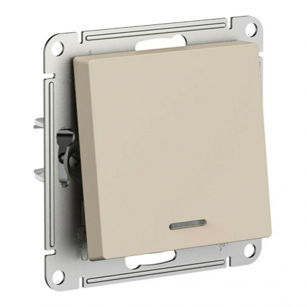 Выключатель одноклавишный Schneider Electric AtlasDesign 10A 250V с подсветкой песочный ATN001213
