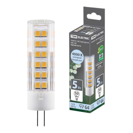 Лампа светодиодная TDM Electric G4 5W 4000K прозрачная SQ0340-0214