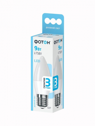 Лампа светодиодная Фотон E27 9W 4000K матовая 23974