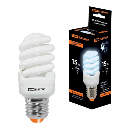 Лампа энергосберегающая TDM Electric E27 15W 4000K матовая SQ0323-0186
