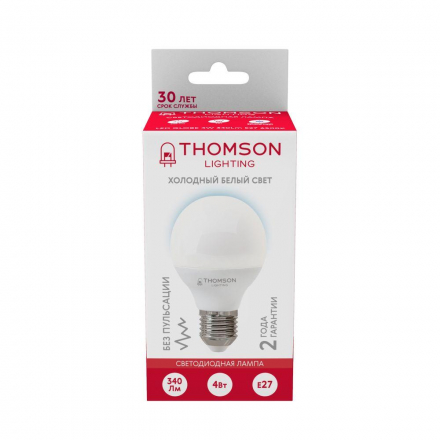 Лампа светодиодная Thomson E27 4W 6500K шар матовая TH-B2363