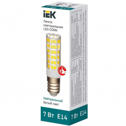 Лампа светодиодная IEK E14 7W 4000K прозрачная LLE-CORN-7-230-40-E14