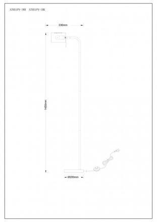 Торшер Arte Lamp Sebastian A7051PN-1BK