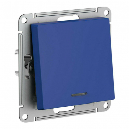 Выключатель одноклавишный Schneider Electric AtlasDesign 10A 250V с подсветкой аквамарин ATN001113