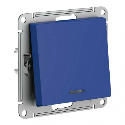 Выключатель одноклавишный Schneider Electric AtlasDesign 10A 250V с подсветкой аквамарин ATN001113