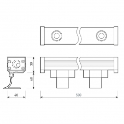 Линейный светодиодный прожектор Arlight AR-LINE-500-12W Warm3000 (GR, 15x60 deg, 230V) 041726