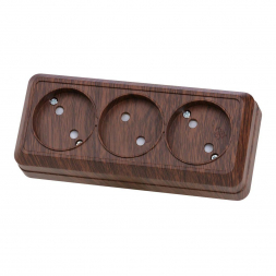 Розетка тройная 2P TDM Electric Ладога со шторками бук SQ1801-0325