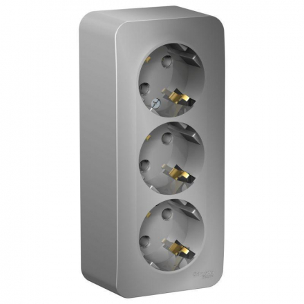 Розетка тройная 2К+3 Schneider Electric Blanca 16A 250V алюминий BLNRA010313