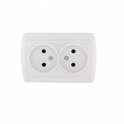 Розетка 2-ая без зазем. Lezard Demet белая 711-0200-128