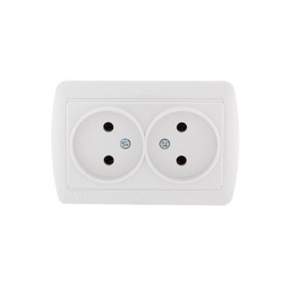 Розетка 2-ая без зазем. Lezard Demet белая 711-0200-128