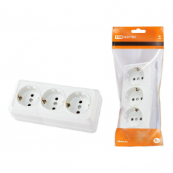 Розетка тройная 2P+PE TDM Electric Ладога белая SQ1801-0126