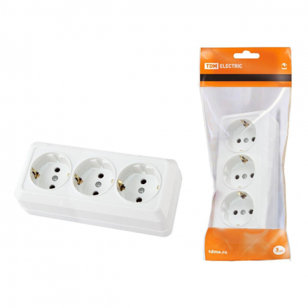 Розетка тройная 2P+PE TDM Electric Ладога белая SQ1801-0126