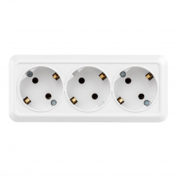 Розетка тройная 2P+PE TDM Electric Ладога белая SQ1801-0126