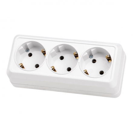 Розетка тройная 2P+PE TDM Electric Ладога белая SQ1801-0126