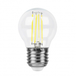 Лампа светодиодная филаментная Feron E27 7W 6400K прозрачная LB-52 38222