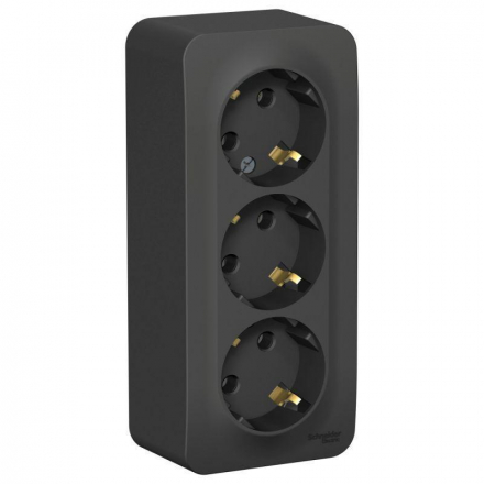 Розетка тройная 2К+3 Schneider Electric Blanca 16A 250V антрацит BLNRA010316