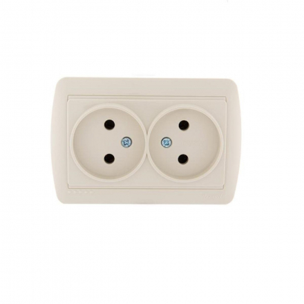 Розетка 2-ая без зазем. Lezard Demet кремовая 711-0300-128
