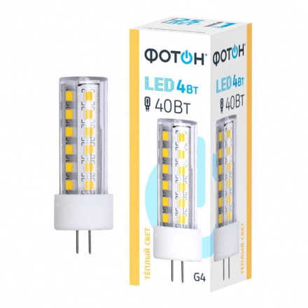 Лампа светодиодная Фотон G4 4W 3000K прозрачная 23982