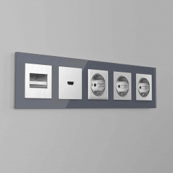 Накладка для двойной розетки Werkel Еthernet RJ-45 серебряный рифленый W1191109 4690389159947
