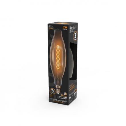 Лампа светодиодная филаментная Gauss E27 8W 2400K золотая 156802008