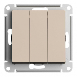 Выключатель трехклавишный Schneider Electric AtlasDesign 10A 250V песочный ATN001231