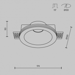 Встраиваемый светильник Maytoni Technical Gyps Modern DL002-1-01-W-1
