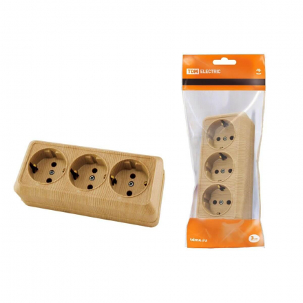 Розетка тройная 2P+PE TDM Electric Ладога сосна SQ1801-0426